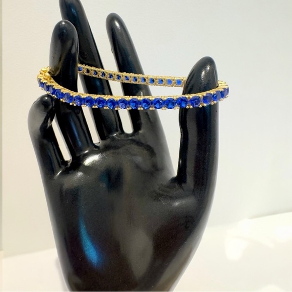 Freida Rothman Midnight Tri-Tone Twilight 14K Matte Gold Tennis Bracelet Blue - Picture 11 of 13